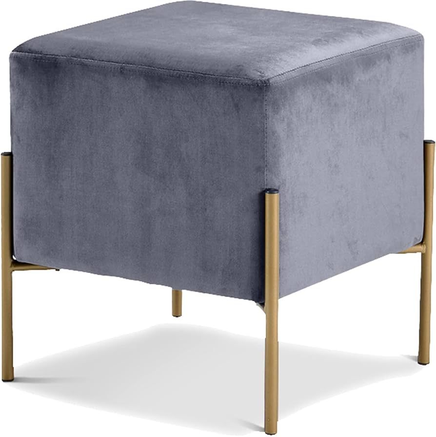 Meridian Furniture Isla Collection Modern | Contemporary Velvet Upholstered Ottoman/Stool with St... | Amazon (US)