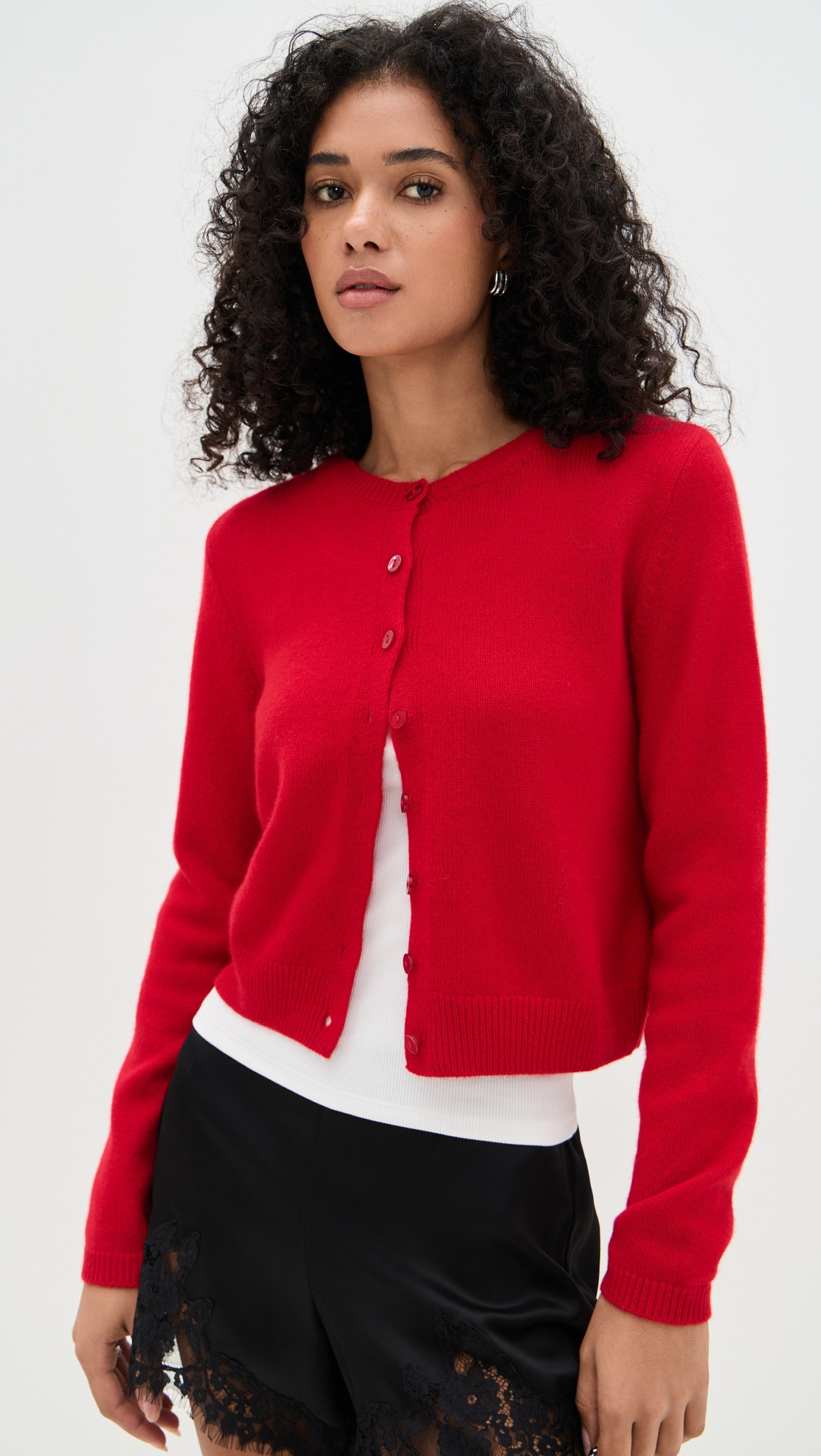 Reformation Clara Cashmere Crew Cardigan Cherry XS | Shopbop