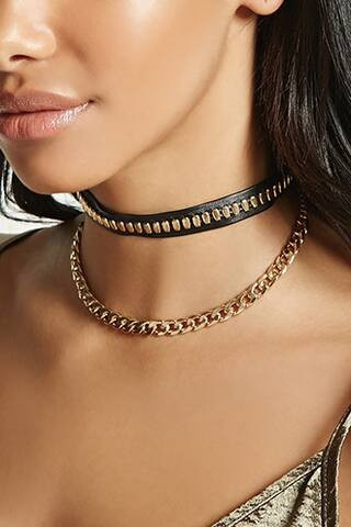 Chain & Faux Leather Choker Set | Forever 21 (US)