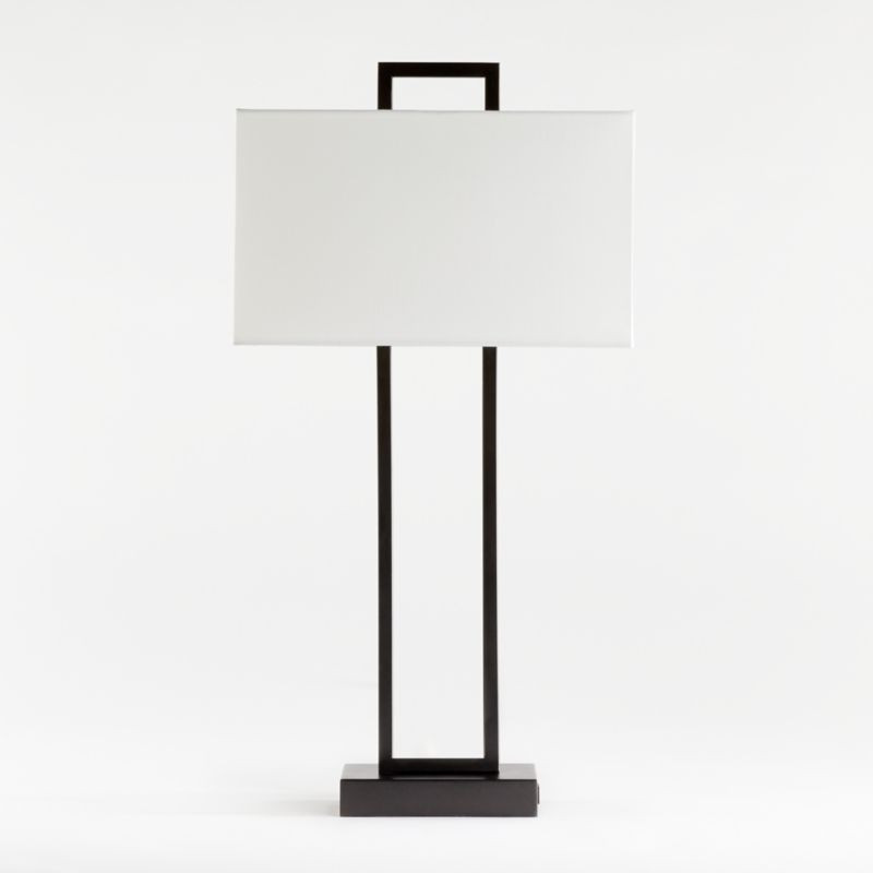 Adler Black Rectangle Table Lamp with USB + Reviews | Crate & Barrel | Crate & Barrel