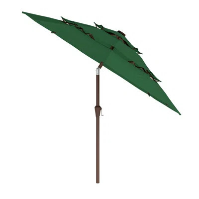 9ft 3-tier Patio Umbrella With Push Button Tilt & Crank Lift, Outdoor Market Umbrella For Garden Deck Backyard | Wayfair North America