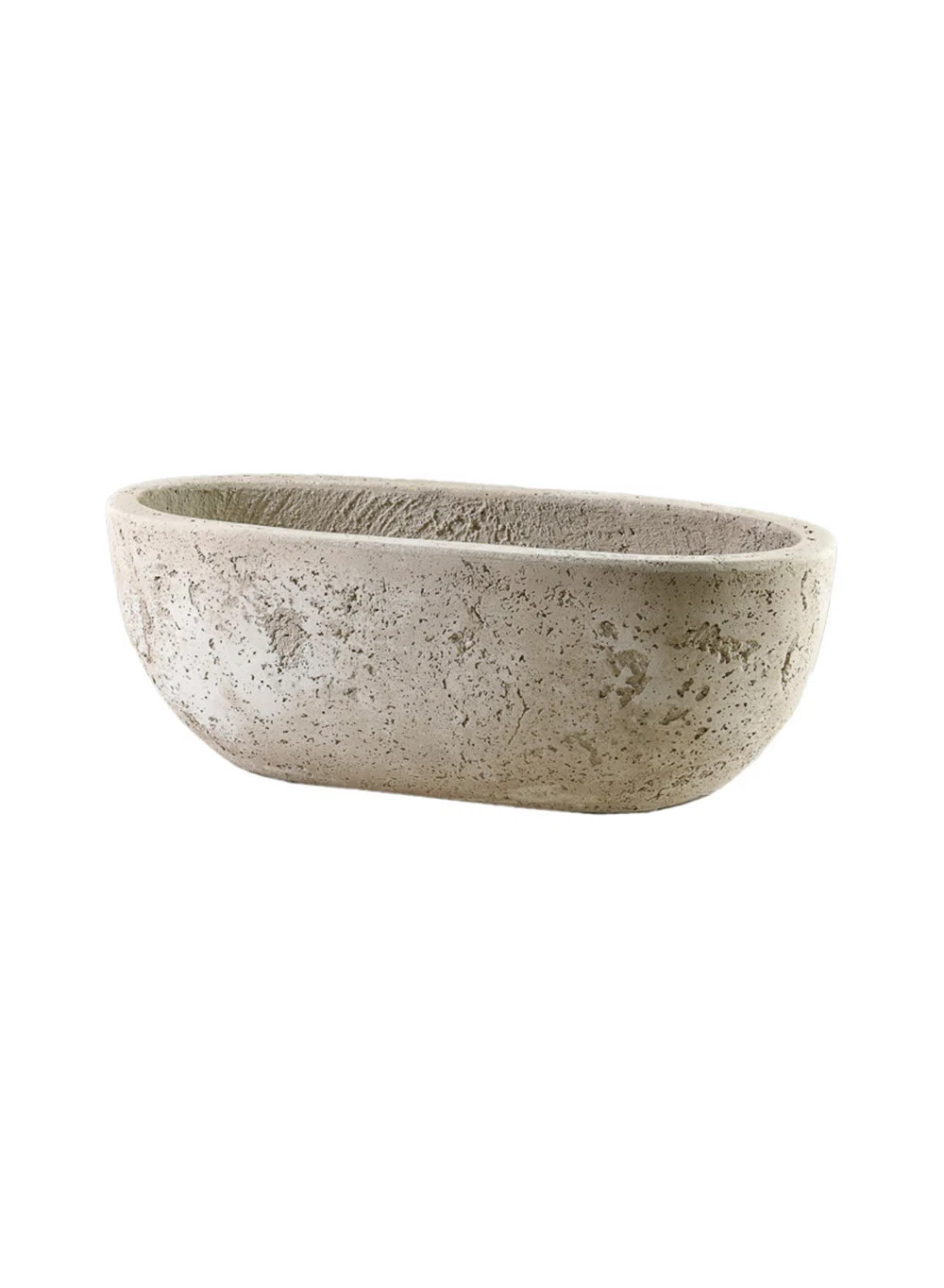 Gracie Oaks Beige Cement Oval Planter - Rustic Decorative Pot With Rough Texture, Home & Garden D... | Wayfair North America