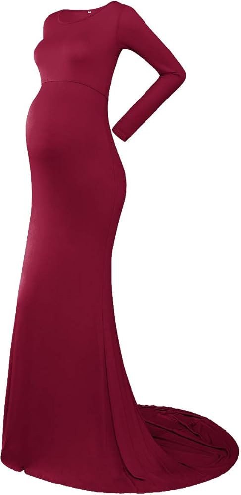 Maternity Elegant Fitted Photography Gown Long Sleeve Slim Fit Maxi Photography Floor Baby Shower... | Amazon (US)