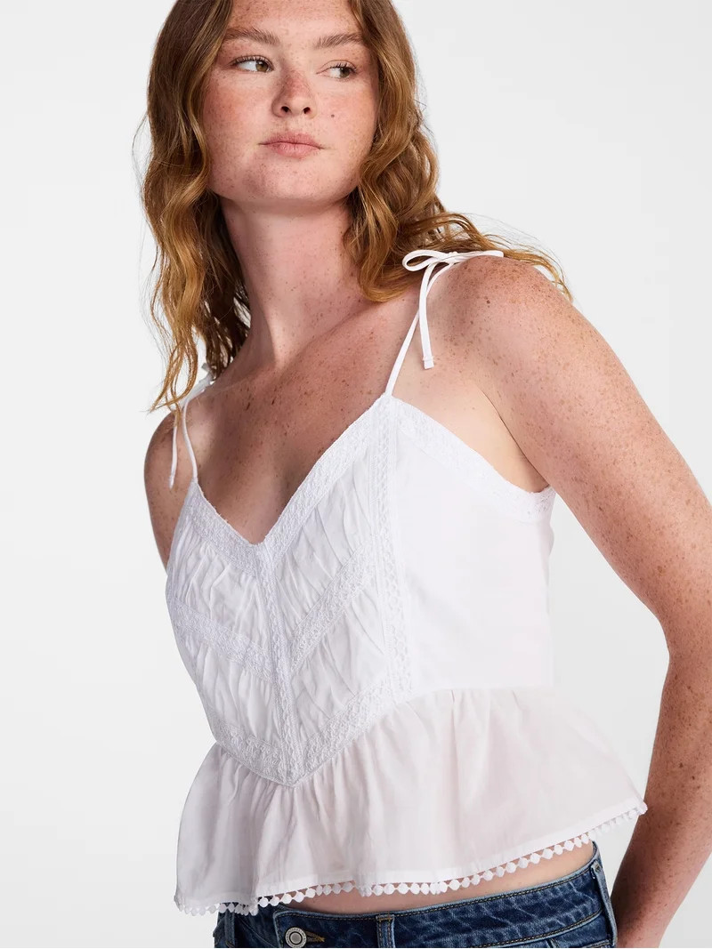 No Boundaries Lace Trim Peplum Tank, Women's XXS - XXL | Walmart (US)