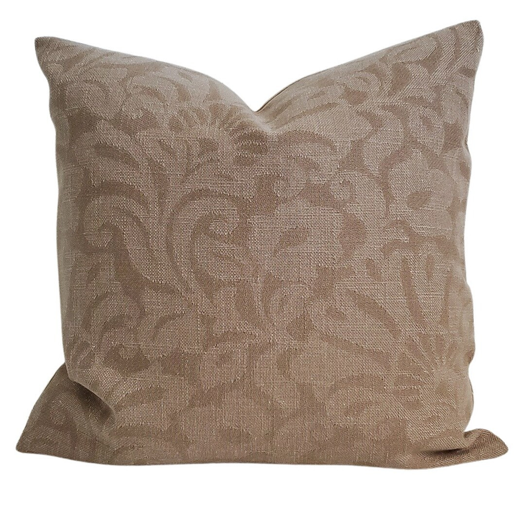 Beige Floral Embroidery Throw Pillow Cover. Neutral Floral Throw Pillow Cover. - Etsy | Etsy (US)