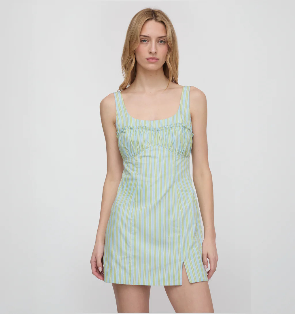 The Eviana Dress - Blue/Green Stripe | Hill House Home US