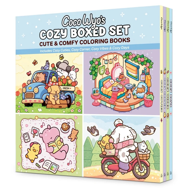 Cozy Spaces Coloring Coco Wyo's Cozy Boxed Set: Cozy Cuties; Cozy Corner; Cozy Vibes; Cozy Days (... | Walmart (US)