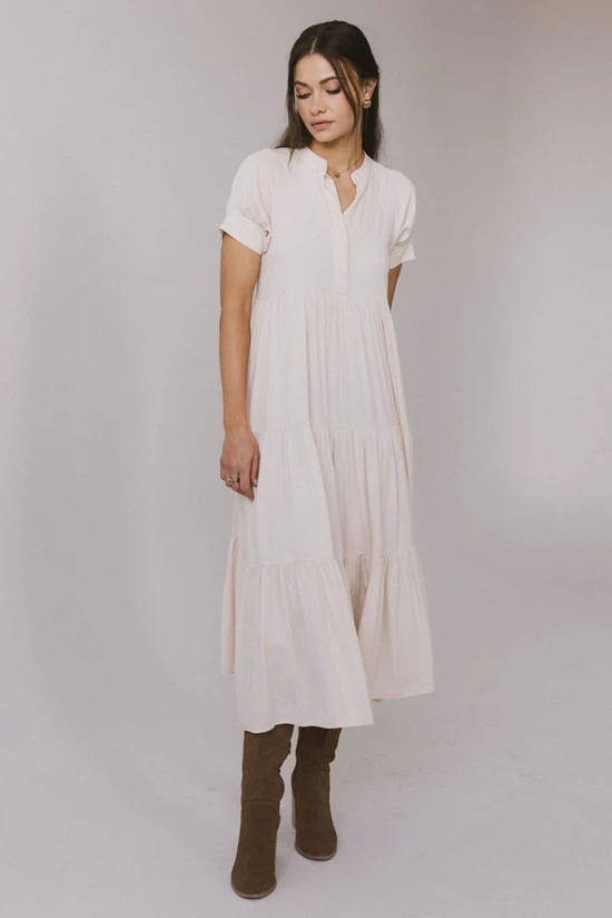 Amanda Tiered Dress in Cream | Böhme US