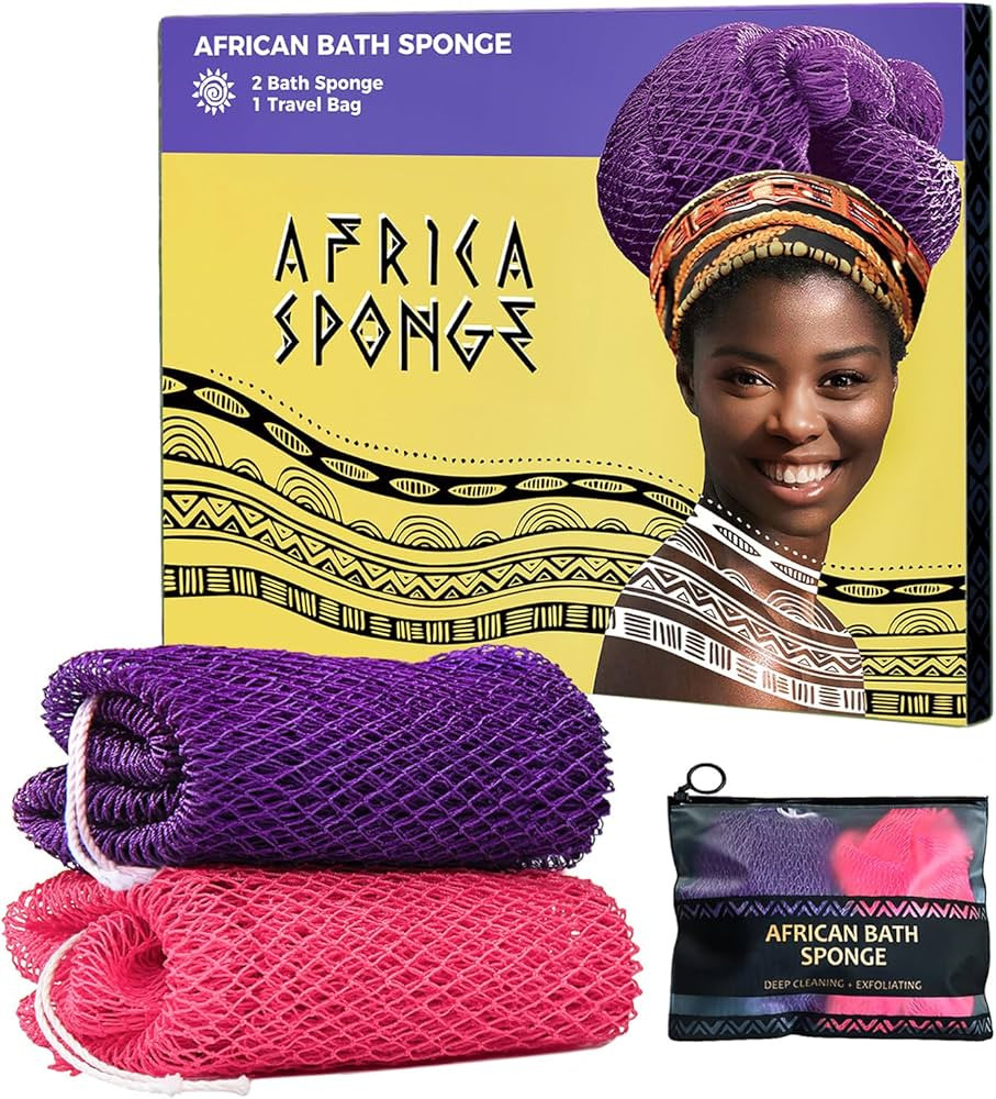 African Net Sponge Authentic - 2 Pieces Exfoliating Body Scrubber Bath Sponge - Back Scrubber Was... | Amazon (US)