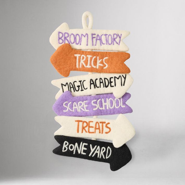 Felt Halloween Village Signs Wall Hanging | West Elm (US)
