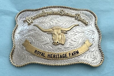 Huge Vintage Houston Livestock Show Rodeo Royal Heritage Farm Trophy Belt Buckle  | eBay | eBay CA
