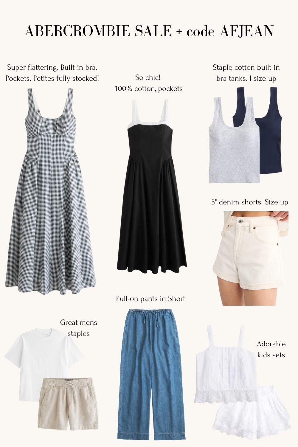 Sitewide sale + code AFJEAN for extra 15% off!
I take XXs petite in the maxi dresses - both are very flattering with adjustable straps, pockets, and natural fiber content.

•Built in bra rib Tank tops are very fitted and an Xs (sized up) works for me. I’d recommend a non whtie color bc white is semi sheer.

• For the denim shorts I’m 25 bc they run a little small and it’s better to have a casual fit.

#LTKPetite #LTKSaleAlert #LTKSeasonal