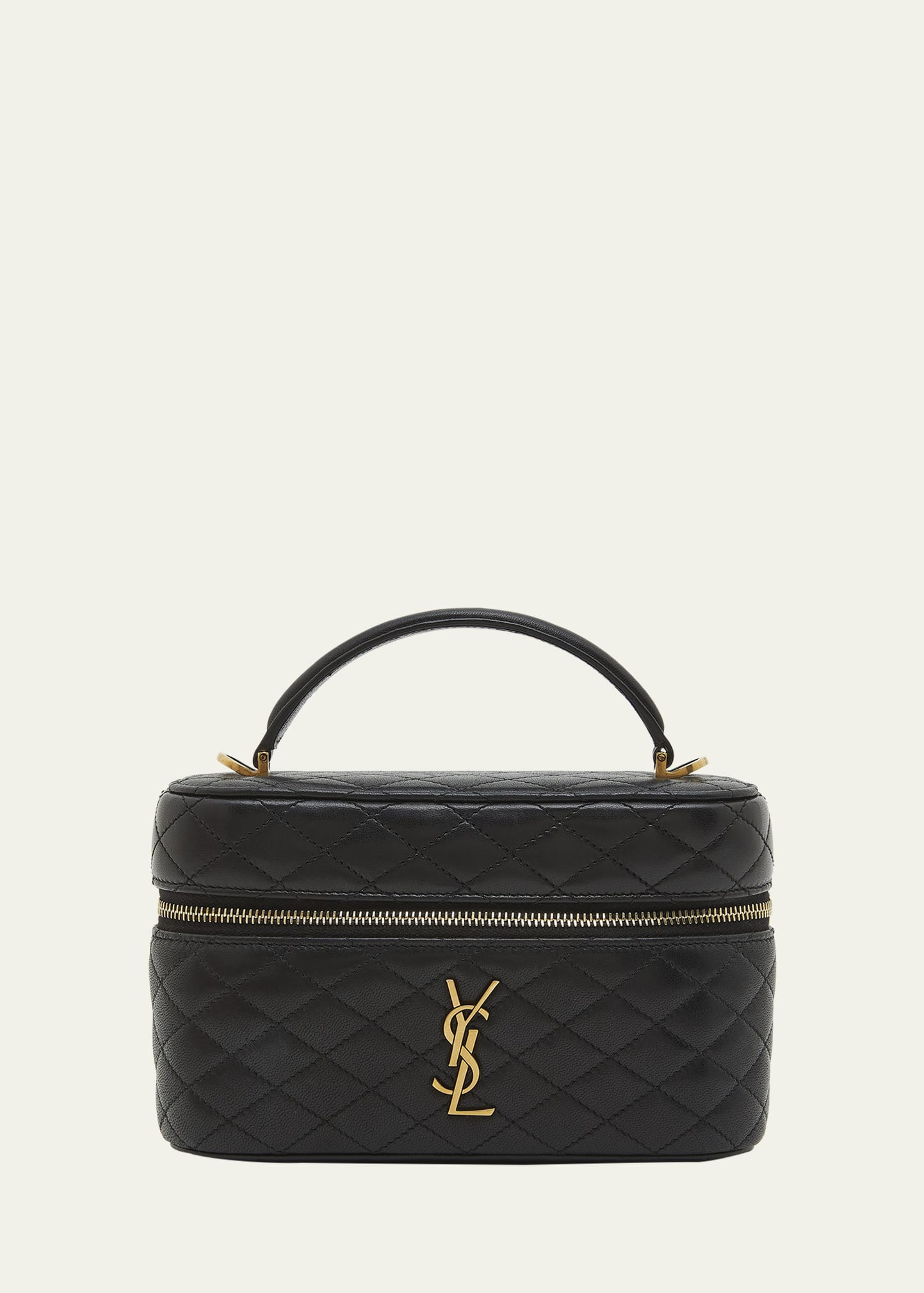 Saint Laurent Gabby Mini Vanity Case in Quilted Leather with Gold Hardware | Bergdorf Goodman