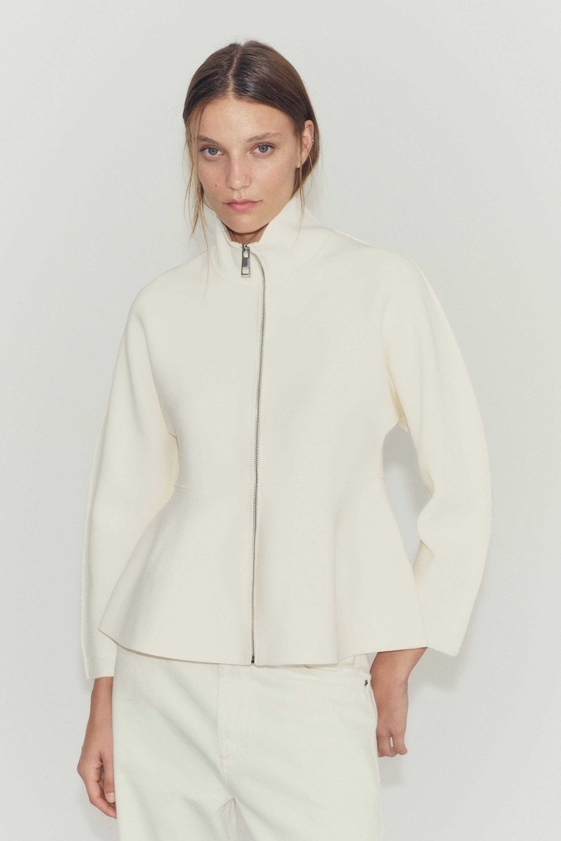Zara - Short Sleeve Knit Sweater With Back Tie - Women - Beige - Women | Zara US