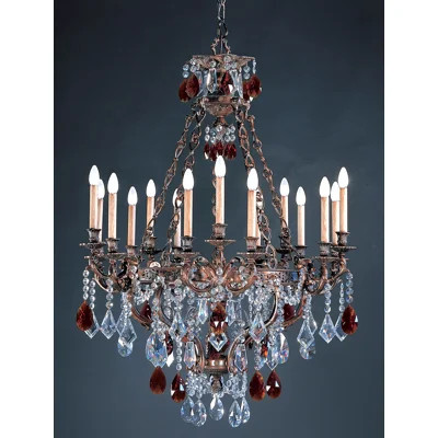 15 - Light Candle Style Wagon Wheel Chandelier | Perigold