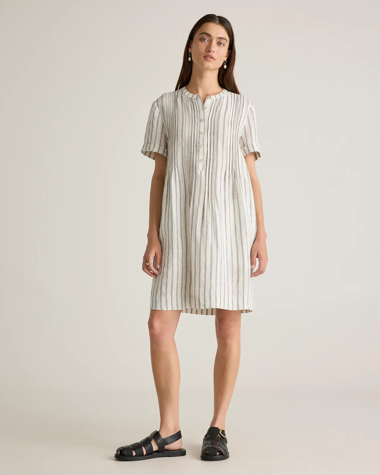 100% European Linen Short Sleeve Swing Dress | Quince