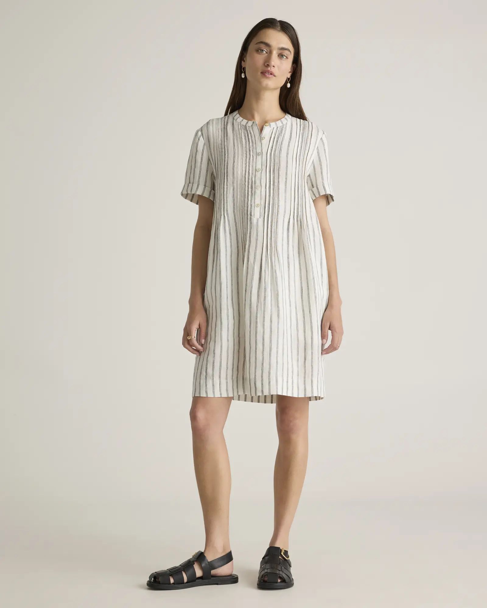 100% European Linen Short Sleeve Swing Dress | Quince