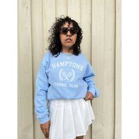Hamptons Sweatshirt New York East Hampton Crewneck College Oversized Vintage Tennis Soft Girl Aesthe | Etsy (US)
