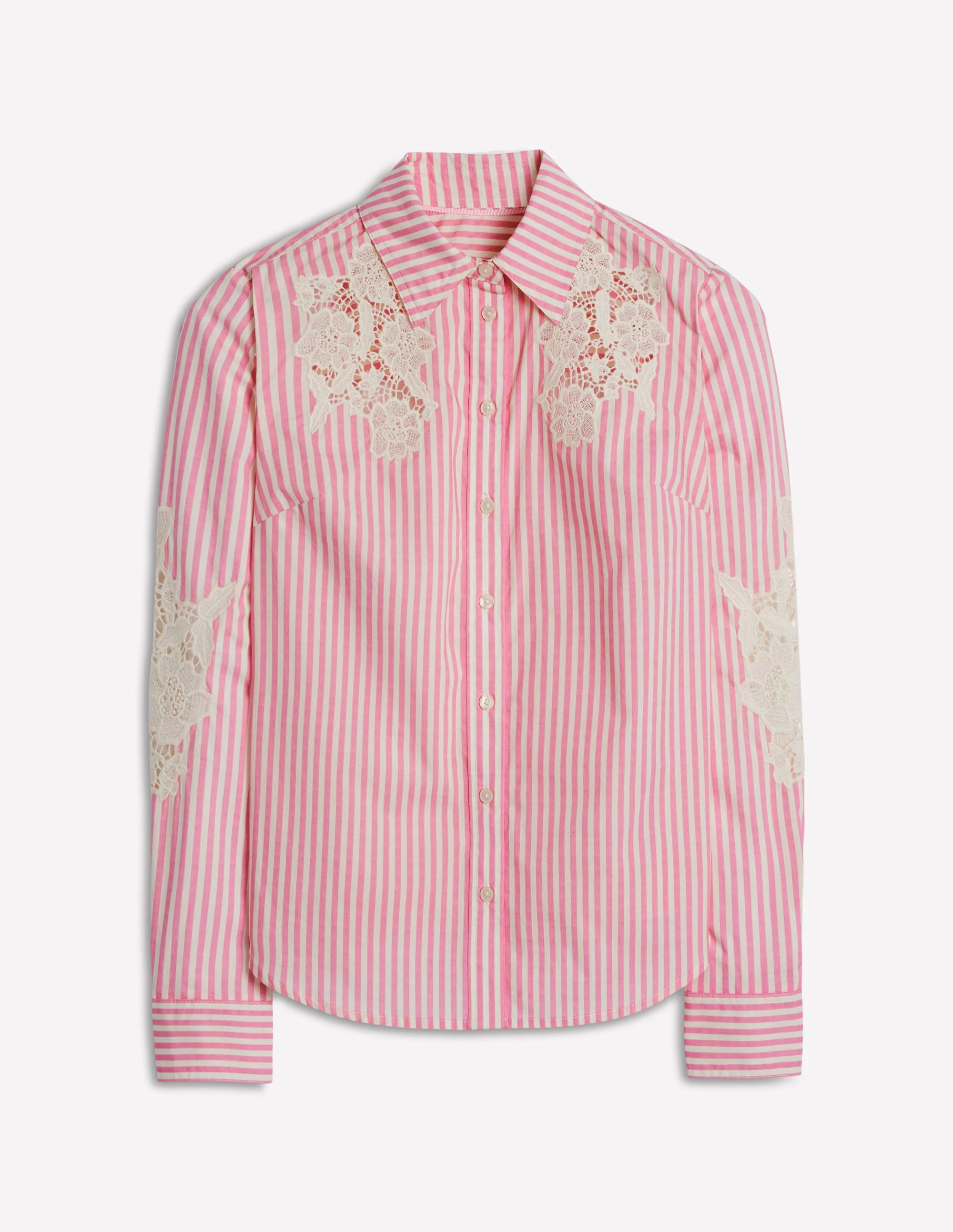 Sienna Interest Cotton Shirt-Pink and Ivory Cutwork Stripe | Boden (US)