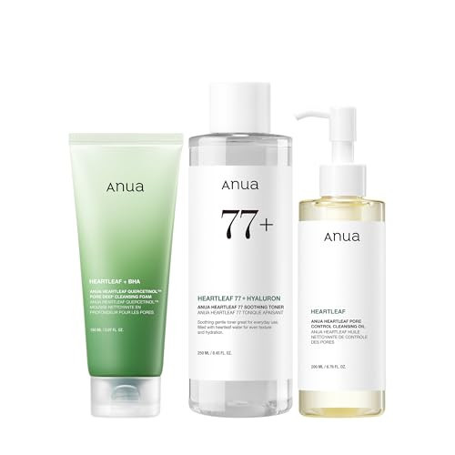 Anua Heartleaf Cleansing Oil & Deep Cleansing Foam & Soothing Toner, Pore Control, Gentle Korean Skincare | Amazon (US)