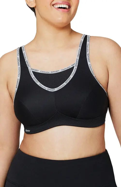 Glamorise No-Bounce Camisole Sports Bra in Black at Nordstrom, Size 48G | Nordstrom