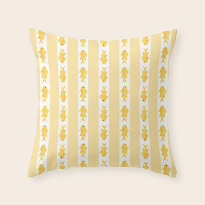 Coastal Fish Stripes Contemporary Cottage Pattern in Pastel Yellow and | Society6