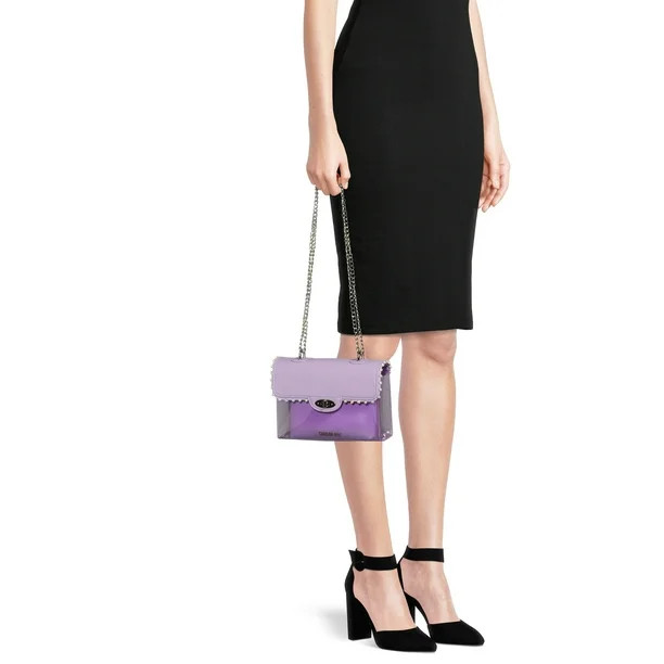 Madden NYC Women's Rhinestone Trim Clear Crossbody Bag with Removable Pouch | Walmart (US)