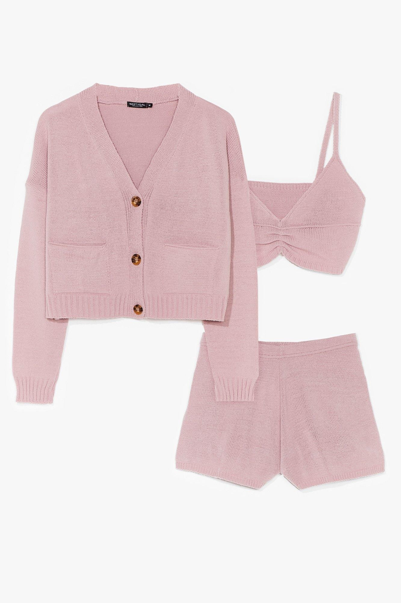 Womens Knit Right There 3-Pc Lounge Set - Pink | NastyGal (US & CA)