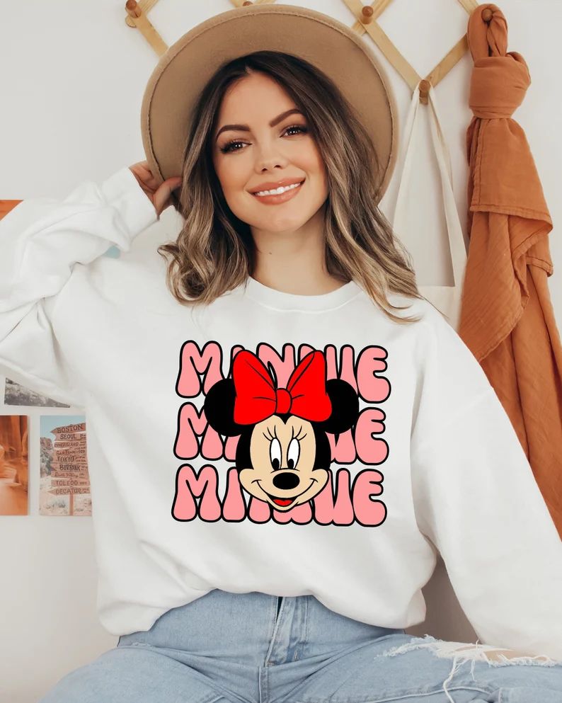 Minnie Mouse Sweatshirt, Disney Minnie Head Hoodie, Disney Trip Sweatshirt, Disneyland Hoodie, Mi... | Etsy (US)