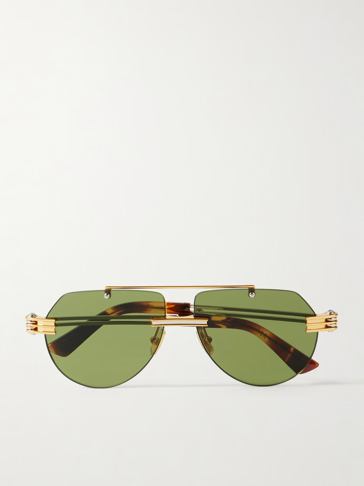 BOTTEGA VENETA EYEWEAR - Aviator-style Gold And Silver-tone Sunglasses - One size | NET-A-PORTER (US)