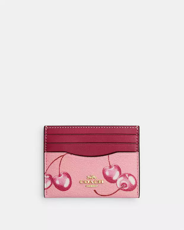 Slim Id Card Case With Cherry Print | Coach Outlet US