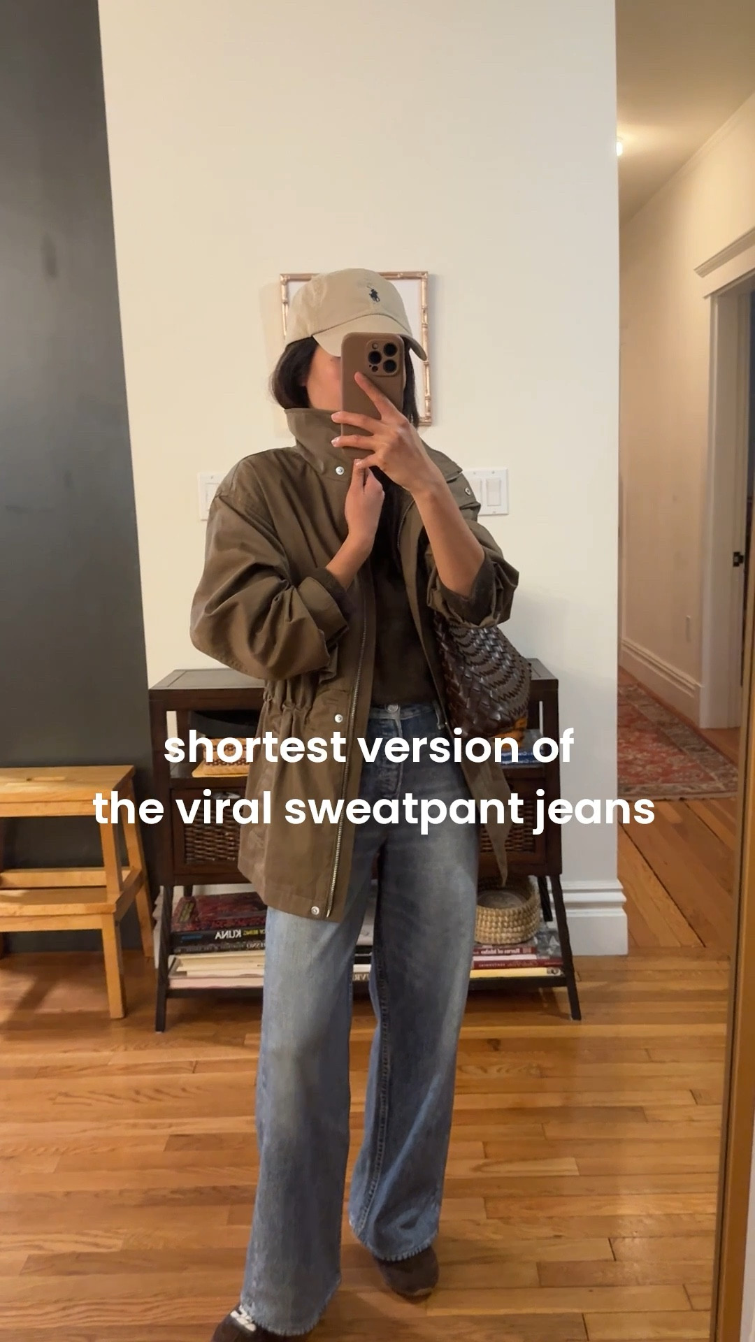 Shortest version of the viral sweatpant jeans. Also linked the longer Sofie style I shrunk and love.
• Rag and Bone Miramar sweatpants Andi “scarlet” cropped jeans 23, size down at the waist! 

These have a 26.5 inseam, no hemming or shrinking needed for me. Only air dry bc machine drying will shrink the length.
• Aritzia cinch utility jacket 2XS, linked similar
• Dolce Vita suede sneakers runs small, size up! I took a 6 for a comfortable fit.
• quince cashmere sweater Xs 
• Everlane tee XS worn backwards for higher neckline peeking out 
• Polo hat
• Anthropologie woven shoulder bag

Petite friendly jeans, easy mom outfit, casual weekend outfit, spring 2026

#LTKPetite #LTKootd #LTKmomlife