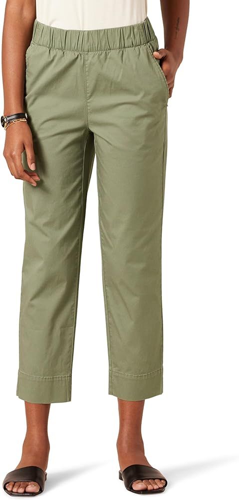 Amazon Essentials Women's Stretch Cotton Pull-on Mid Rise Relaxed-Fit Ankle Length Pant | Amazon (US)