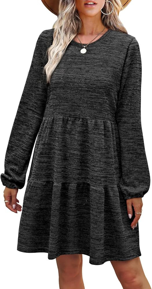 Geifa Womens Dresses Casual Long Sleeve Babydoll Sweater Dress Swing | Amazon (US)