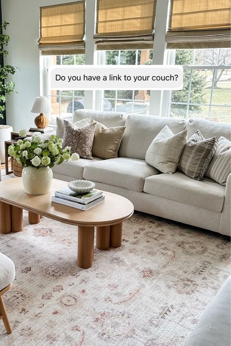 We have the Pottery Barn Big Sur Square Arm 105 inch Grand Sofa with Oatmeal Boucle performance fabric. Could not recommend it more!

#LTKSeasonal #LTKhome #LTKstyletip