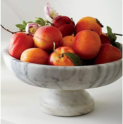 Amazon.com: French Kitchen White Marble Fruit Bowl Using with Oils & Citric Fruits10" x 4.75"H by... | Amazon (US)