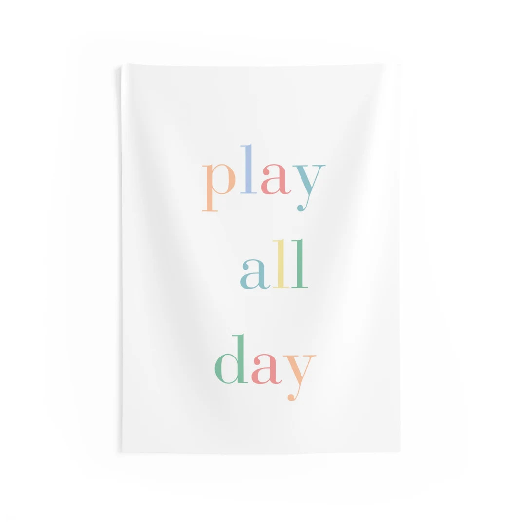 Play All Day Indoor Wall Tapestries, Wall Decor, Wall Banner for Play Room, Play Room Decor - Ets... | Etsy (US)