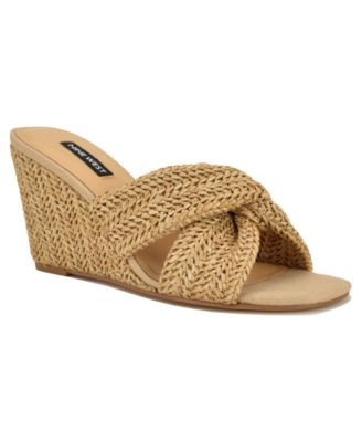 Nine West Women's Nejia Woven Slip-On Wedge Sandals - Natural | Macy's