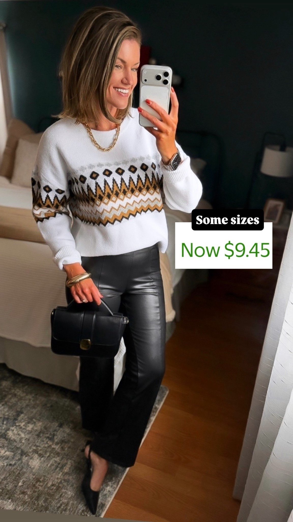 Sweaters now down to $9 in some sizes/colors  
Sweater/ small 
Pants/ medium 
Heels/tts

#LTKFindsUnder50 #LTKSeasonal #LTKCyberWeek