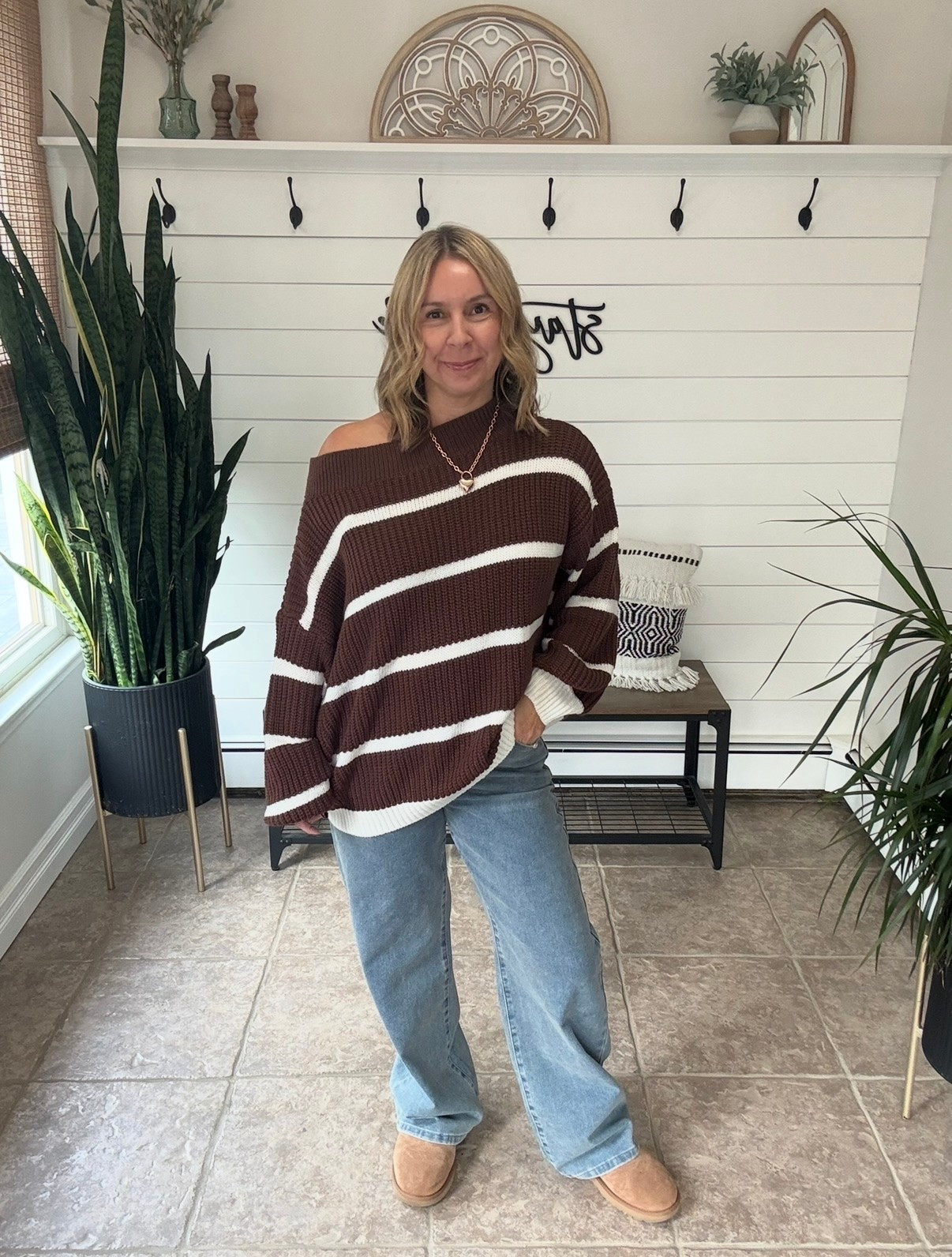 Fall outfits women over 50
I’m wearing an eight in the jeans and a medium in the oversize sweater
