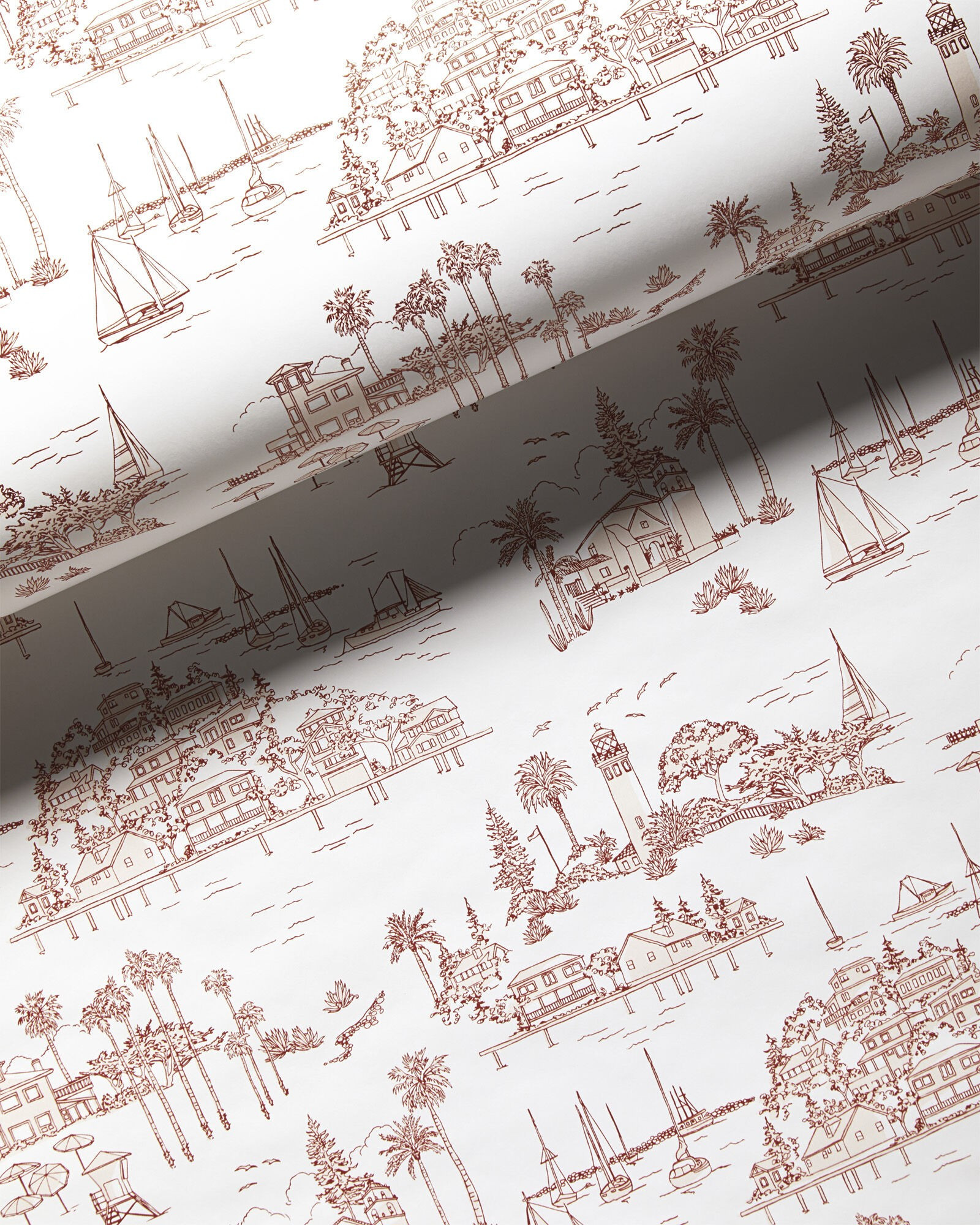 Seahaven Toile Wallpaper - Terracotta | Serena and Lily
