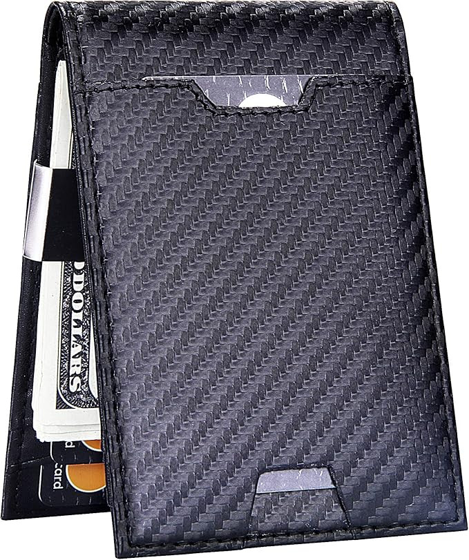 Men Bifold Wallet with Money Clip - Leather Minimalist Front Pocket RFID Blocking | Amazon (US)