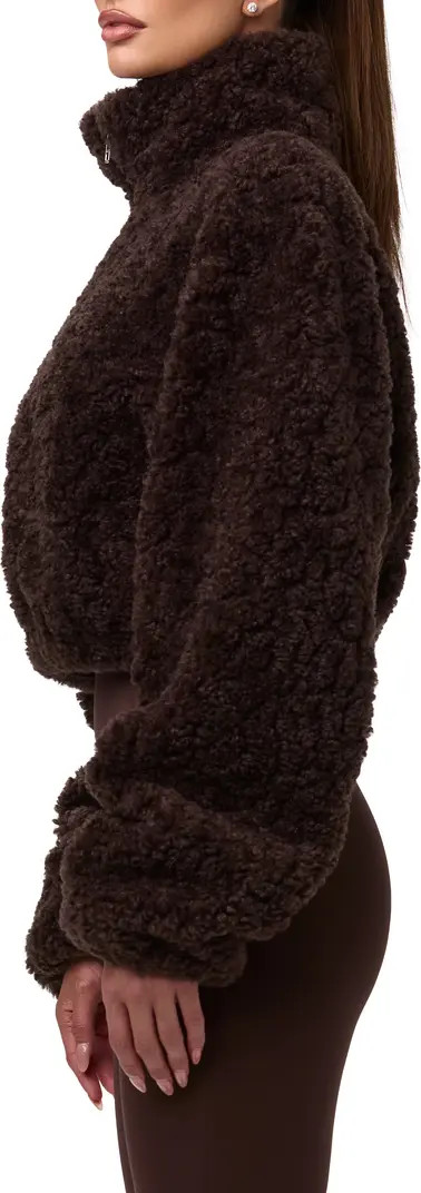 Faux Shearling Quarter Zip Crop Pullover | Nordstrom