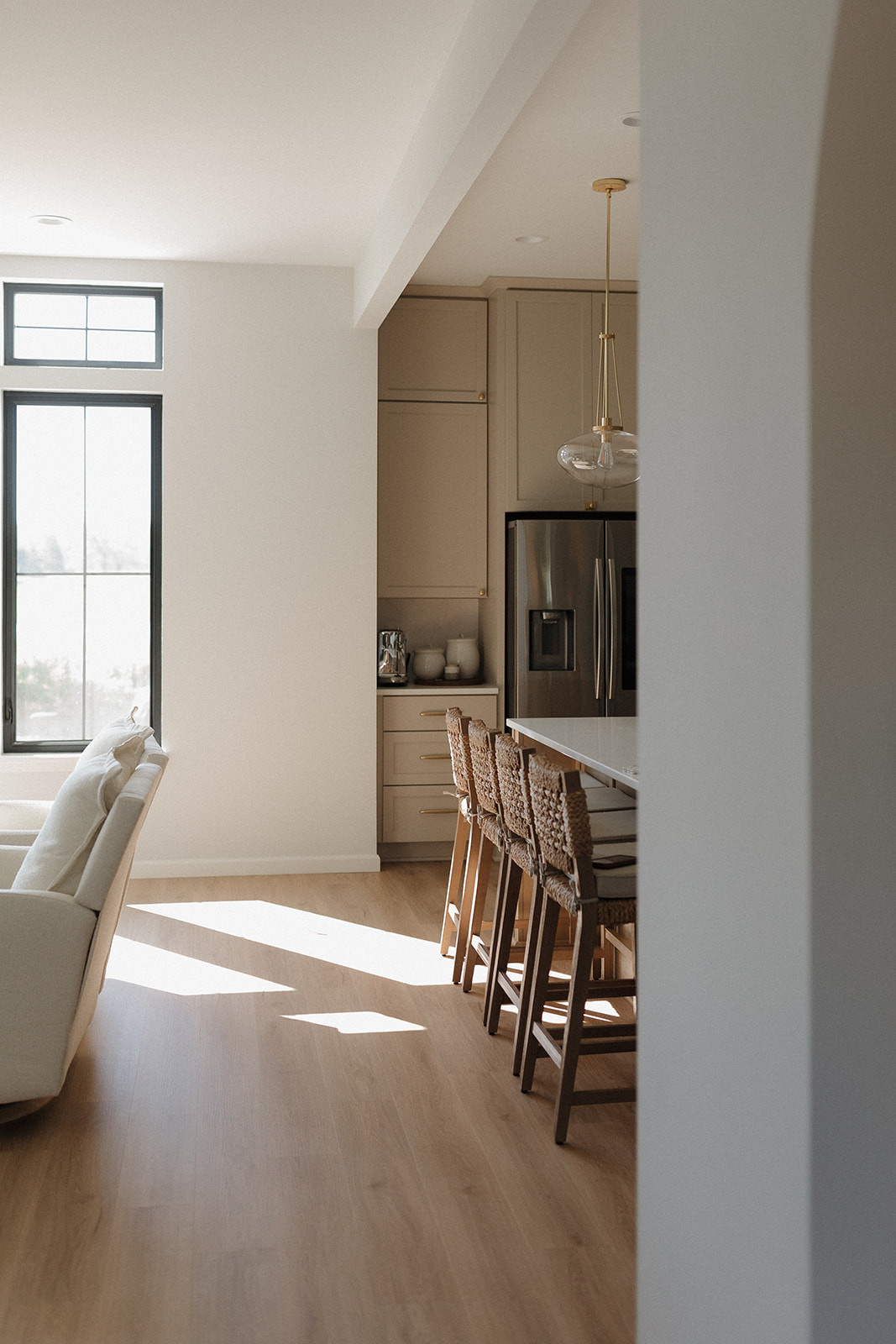 Shop everything in our kitchen! // Wall Color: First Star by Sherwin Williams // Flooring: Coretec LVP in Springfield Oak // Cabinets: Custom by Countryside Cabinets in North Pier (Upper and Lower Cabinetry) and Oyster (Island Cabinetry) 

 #LTKHome