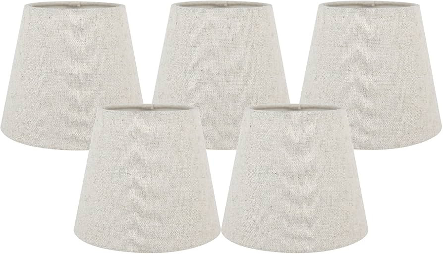 Meriville Set of 5 Natural Linen Clip On Chandelier Lamp Shades, 4-inch by 6-inch by 5-inch | Amazon (US)