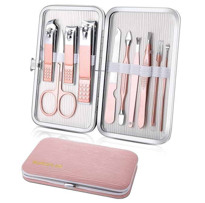 Manicure Set, Travel Mini Nail Clippers Kit Pedicure Care Tools, 10pcs Stainless Steel Grooming k... | Amazon (US)