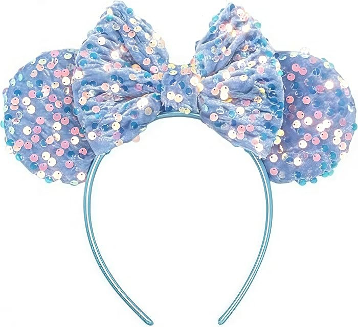 Mouse Ear Headband Sequined Sparkling Princess Bow \u2013 Glitter Party Decoration Cosplay Costum... | Amazon (US)