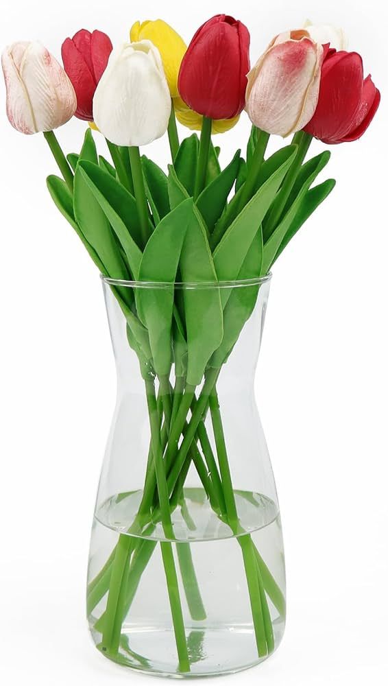 DARENYI Clear Glass Vase for Centerpieces, 8 inch Tall Glass Vase Home Decor, Large Glass Flower ... | Amazon (US)