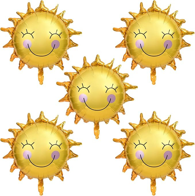 HAIOPS Sun Flower Foil Balloons Smiley Sunshine Sun Aluminum Balloon Birthday Wedding Decoration ... | Amazon (US)