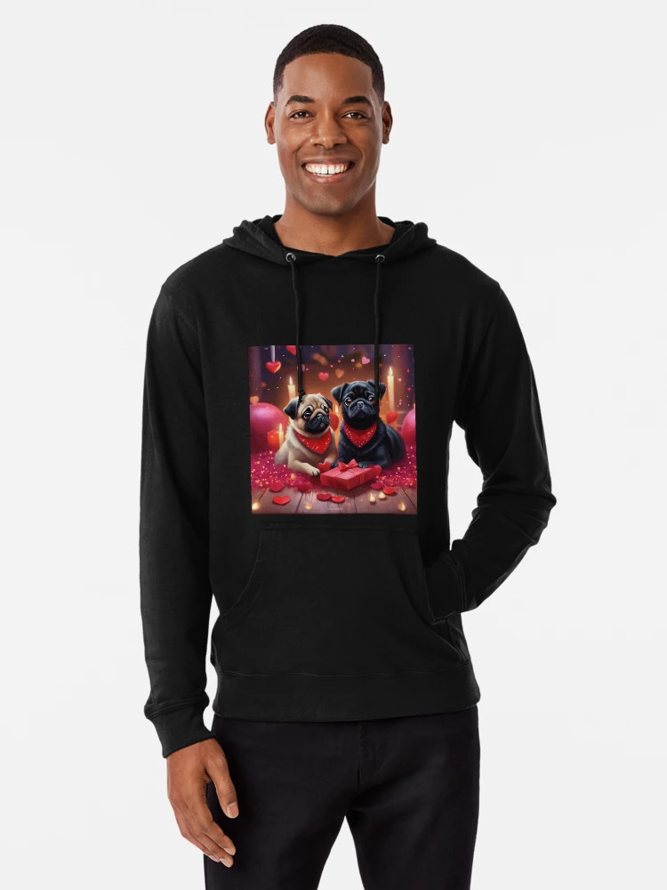 Valentine Pugs Lightweight Hoodie | Redbubble (US)